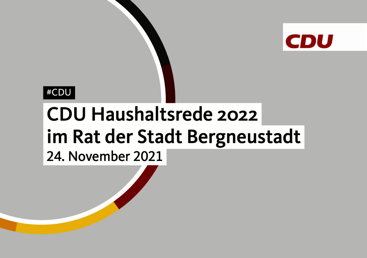 Schrift CDU Haushaltsrede 2022 auf grauem Hintergrund